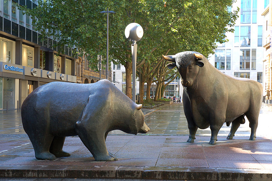 Bull and bear markets; photo courtesy Eva K